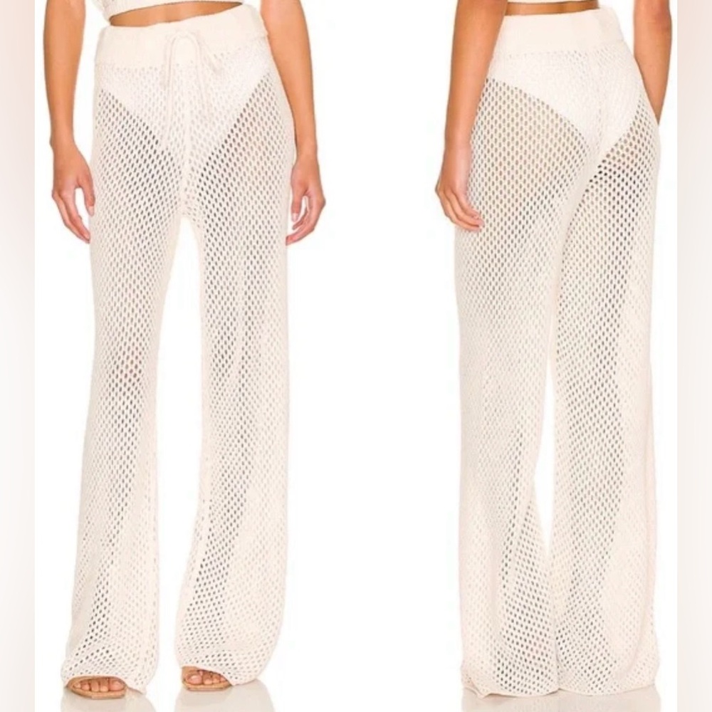 WeWoreWhat Large Crochet Drawcord Pant off white NWT